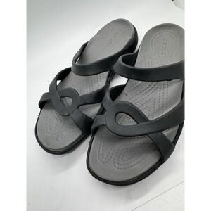 Crocs Women's Meleen Twist Slip-On Summer/BEACH Sandals Black/Gray US 7 EUC SB1